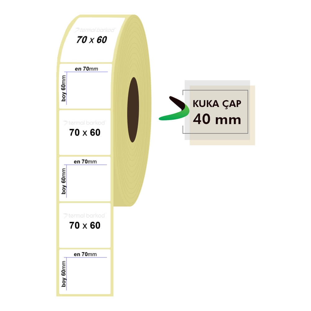 70mm x 60mm Kuşe Etiket