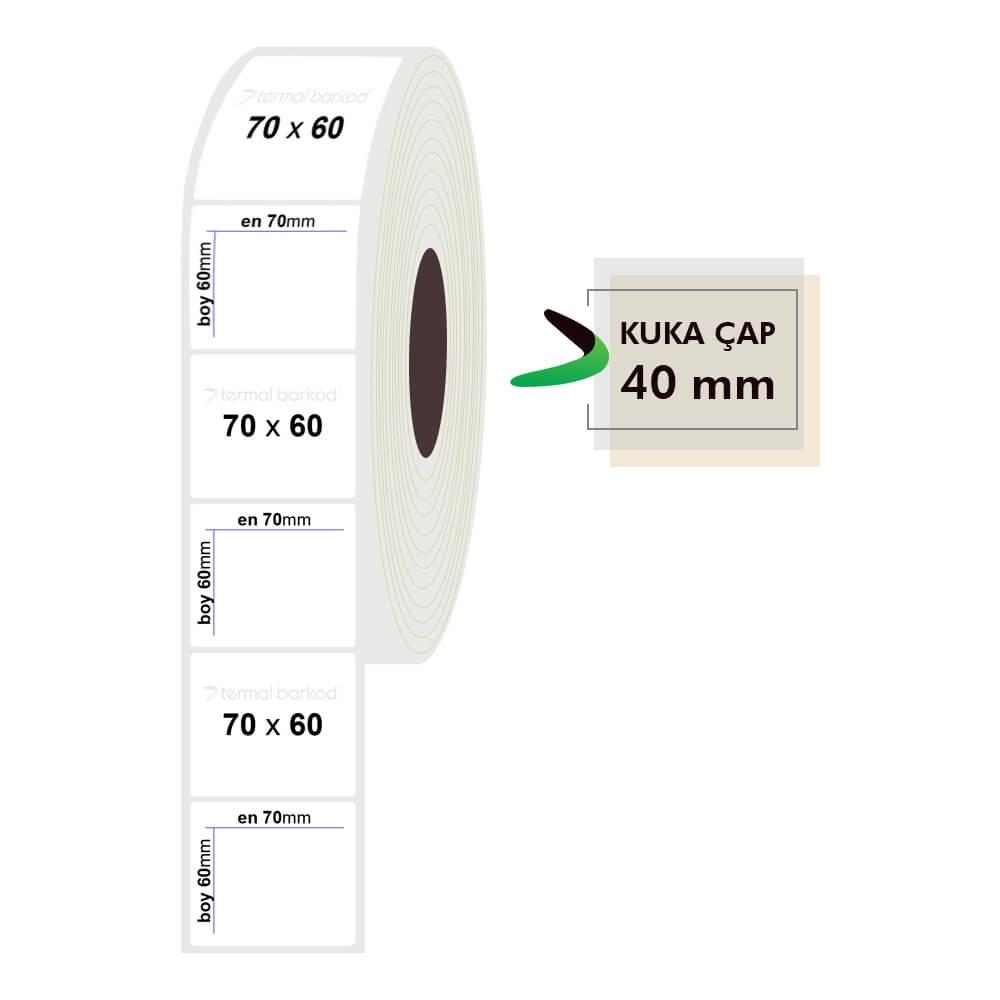 70mm x 60mm Pp Opak Etiket