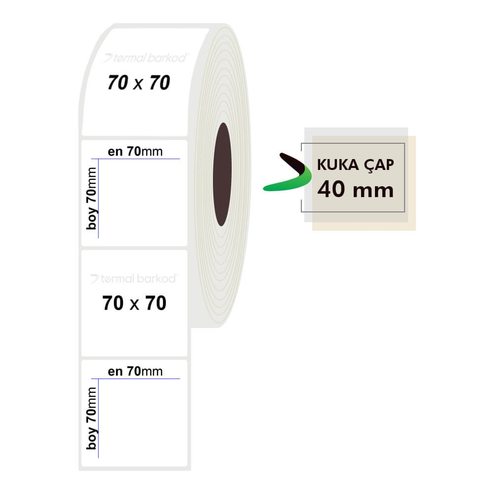 70mm x 70mm Opak Etiket