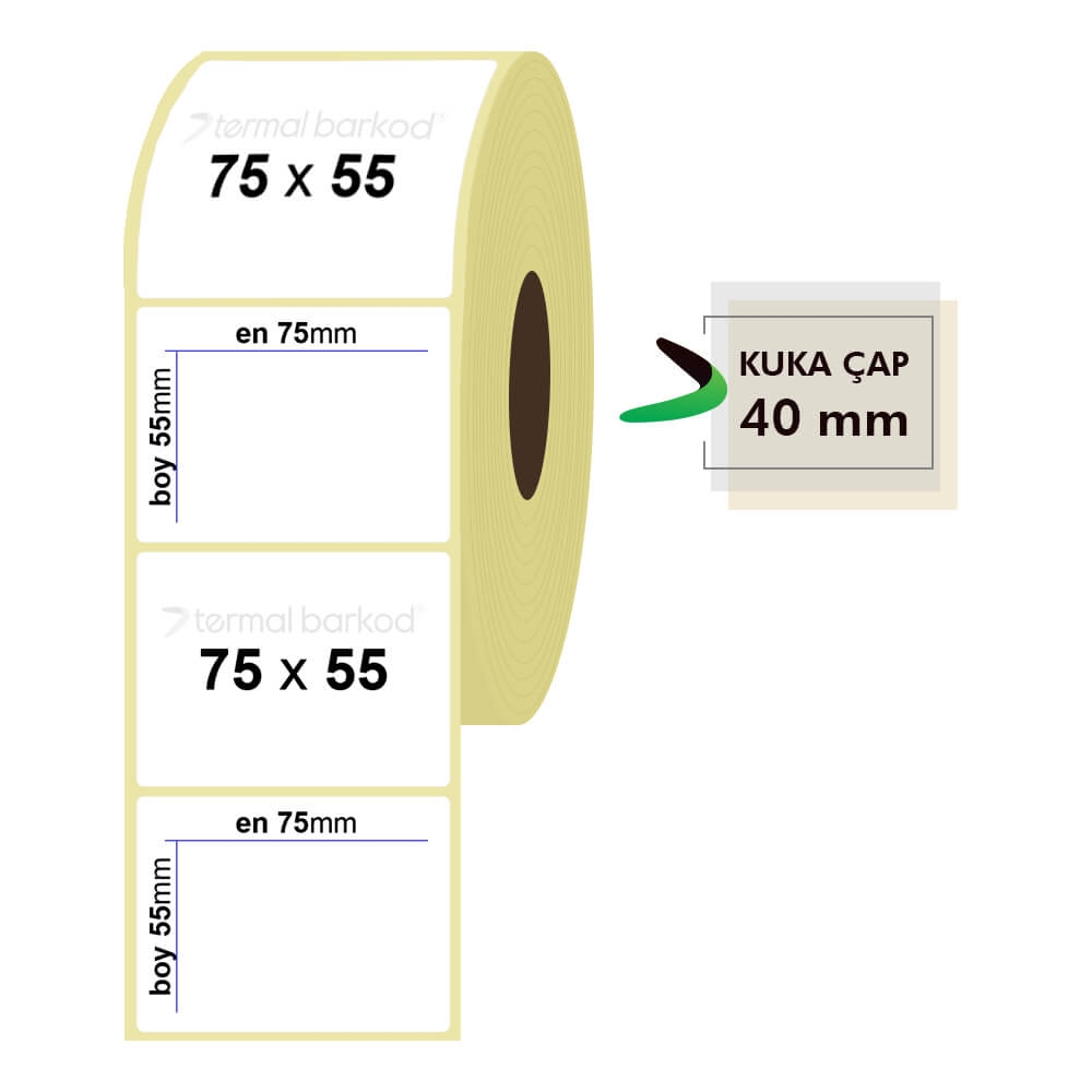 75mm x 55mm Kuşe Etiket