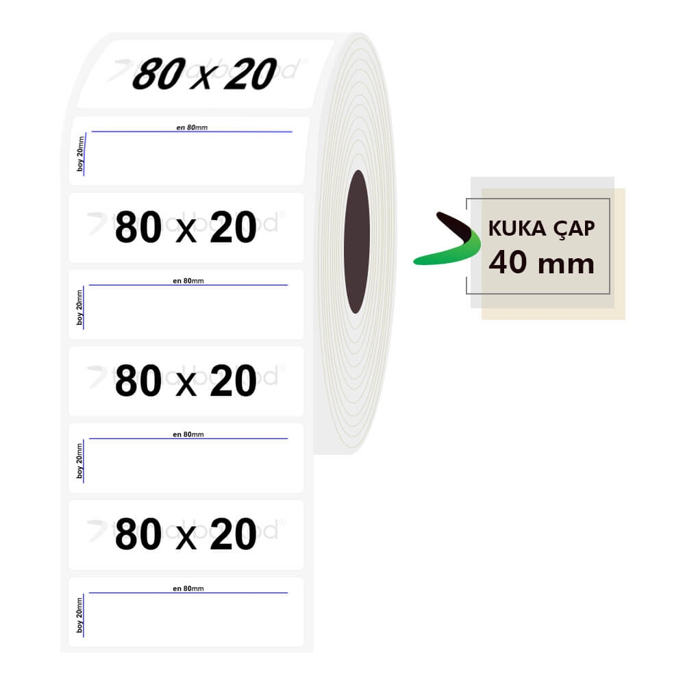 80mm x 20mm Şeffaf Etiket