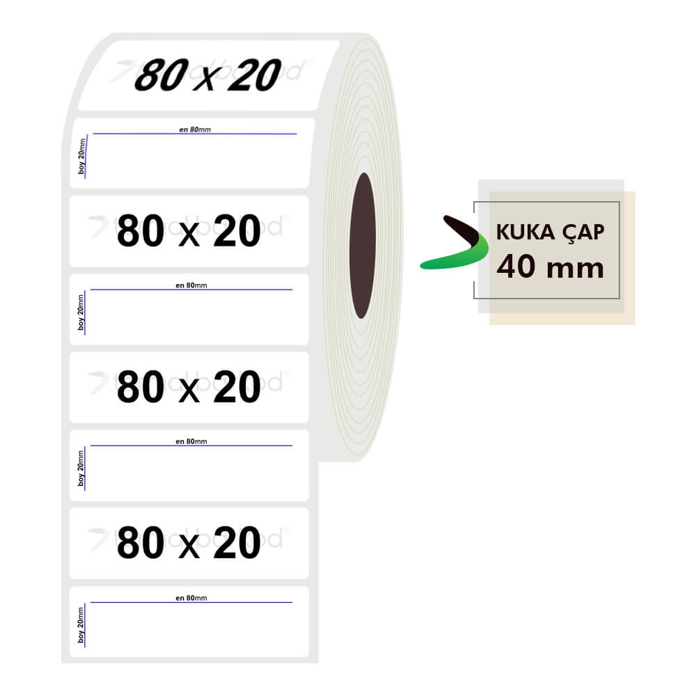 80mm x 20mm Opak Etiket