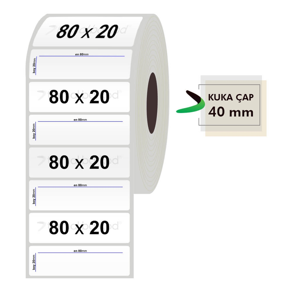 80mm x 20mm Silvermat Etiket