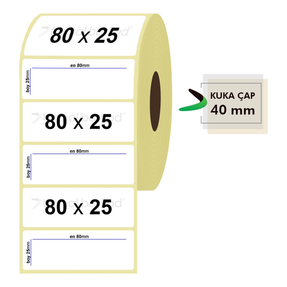 80mm x 25mm Kuşe Etiket