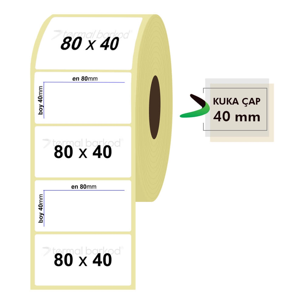 80mm x 40mm Kuşe Etiket