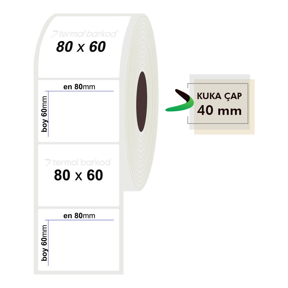 80mm x 60mm Opak Etiket