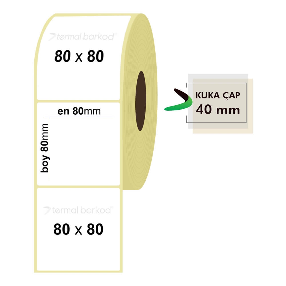 80mm x 80mm Kuşe Etiket