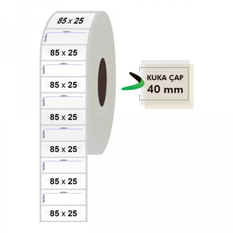 85mm x 25mm Silvermat Etiket