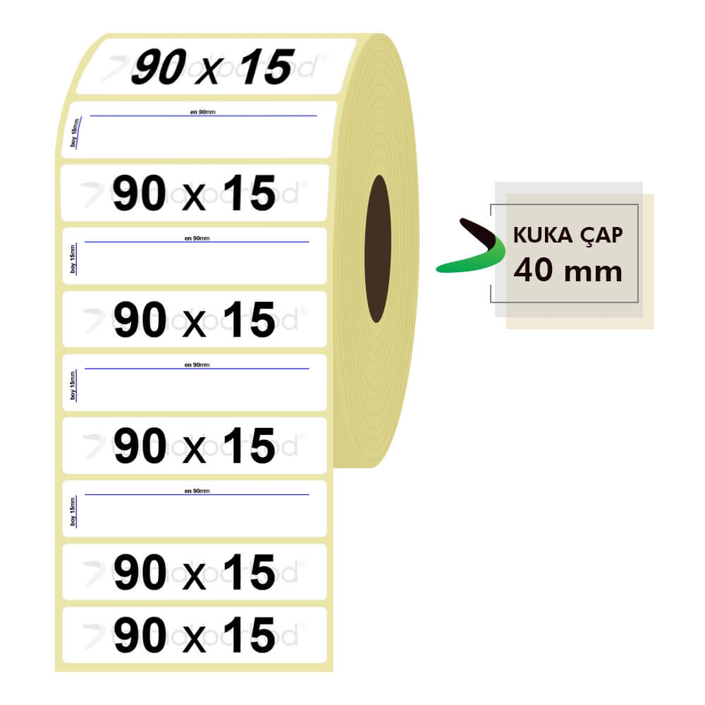 90mm x 15mm Kuşe Etiket