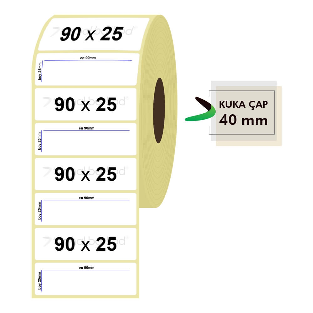 90mm x 25mm Lamine Termal Etiket