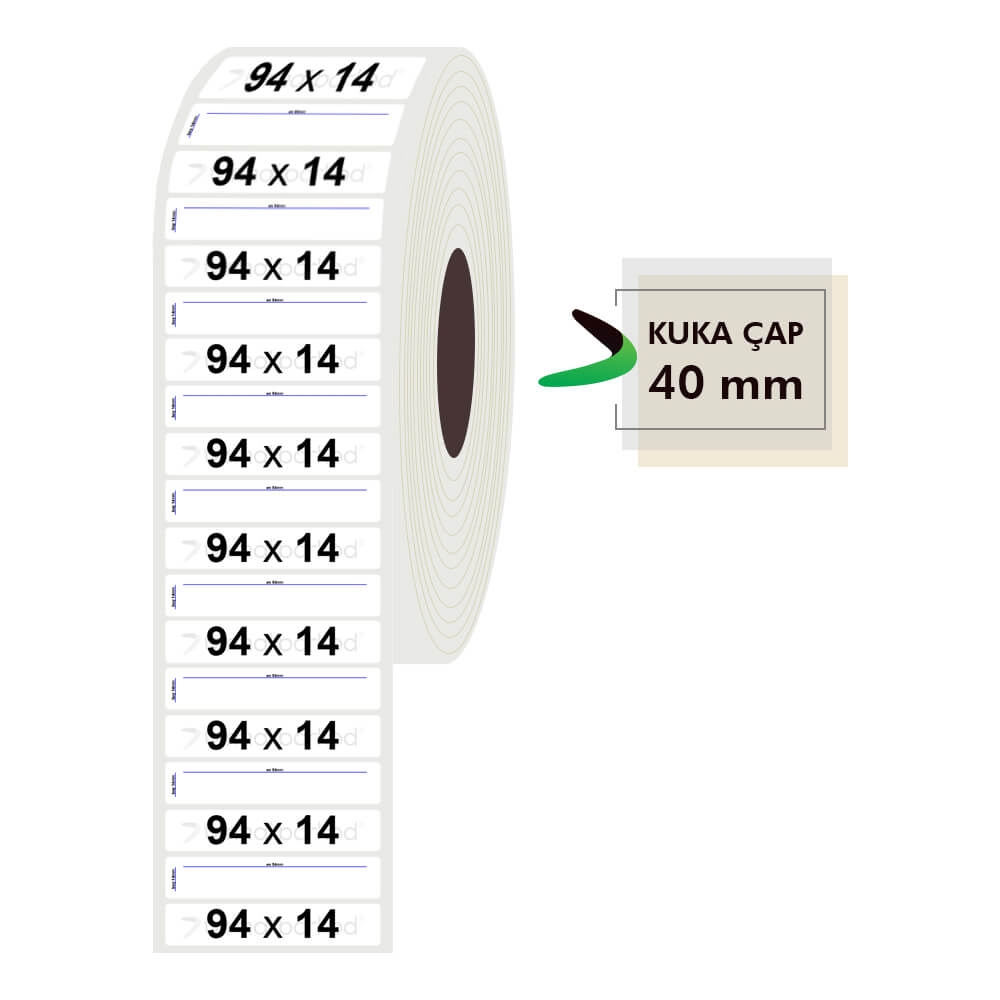 94mm x 14mm Pp Opak Etiket